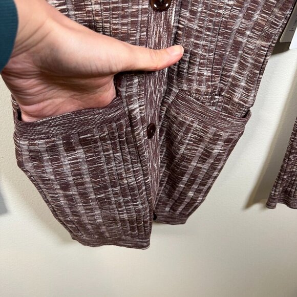 Athleta Revolve Cardigan Sweater Size XXS Mahogany Heather Ribbed Seamless Work - Picture 8 of 11
